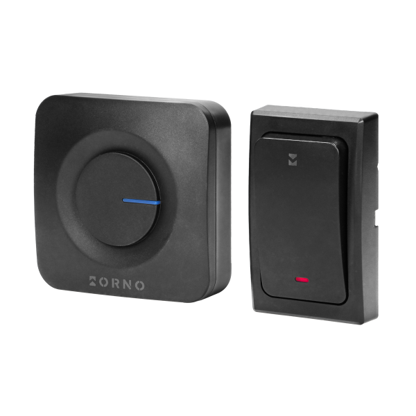 ONDO AC wireless mains-powered doorbell with battery-free button, learning system, 36 sounds, 200m, black